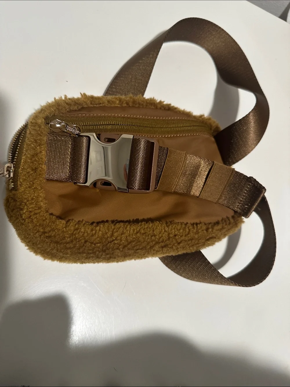 lululemon athletica Brown Faux Shearling Crossbody Bag